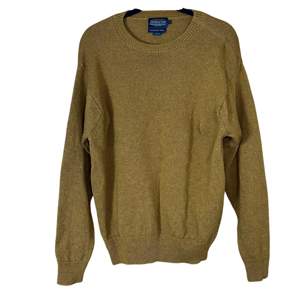 Pendleton Mens Washable Wool Crewneck Sweater Mustard Yellow Ochre Size M - Picture 2 of 6
